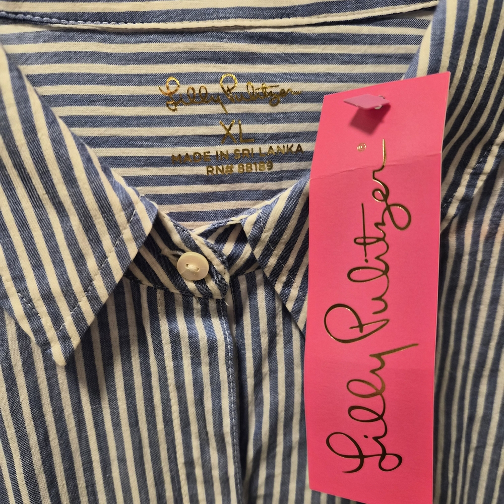 Lilly Pulitzer - Sea View Oxford Stripe Women's ButtonDown - Picture 3 of 4